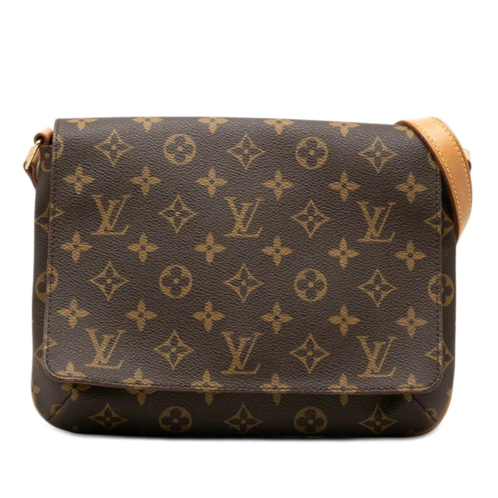 Louis Vuitton Monogram Musette Tango Short Shoulder Bag Brown Leather